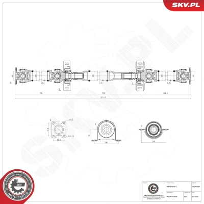 Afbeelding van ESEN SKV 76SKV099 Aandrijfas Achteras 2174mm 60mm MERCEDES BENZ: Viano (W639) 3.2, 3.7, CDI 3.0, 3.5 2003