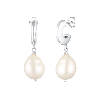 Afbeelding van Elli Dames Oorbellen oorringen met Barok Zoetwater Gekweekte Parels in 925 Sterling Zilver