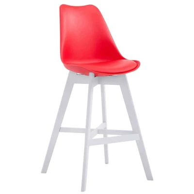 Afbeelding van Barkruk Narvik Kunststof Wit Frame Rood