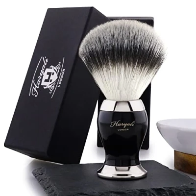 Afbeelding van Haryali London Shaving Brush Synthetic Bristles for Men Made of Metal High Grade Resin Handle Perfect Vegan