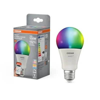Afbeelding van OSRAM SMART+ Matter LED lamp A100 lampvorm 14W E27 RGBW, dimbaar, app &amp; spraakbediening, WiFi, Alexa Google compatibel, hoge efficiëntie