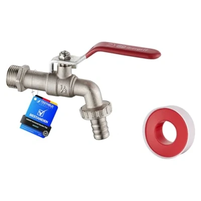 Afbeelding van Ibergrif M22201, Tuinkraan, Buitenkraan, Met aansluiting voor Waterleiding, wand G1/2, Messing, Grijs
