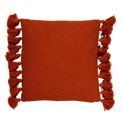 Afbeelding van Dutch Decor RUBY Sierkussen 45x45 cm 100% katoen met flosjes Potters Clay oranje