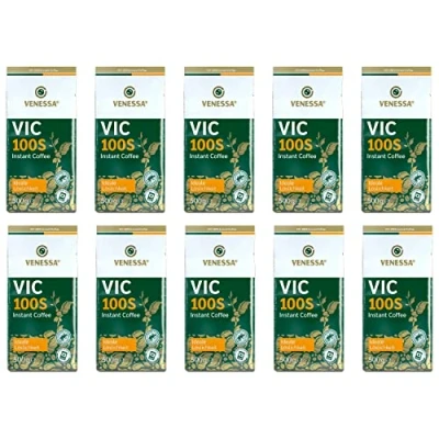 Afbeelding van Venessa VIC 100S Gebruik gecertificeerde Instant Koffie, 10 stuks, x 500 g, premium koffie voor koffiemachines, koffiespecialiteit, voorzichtig geroosterd, diepvriesgedroogd