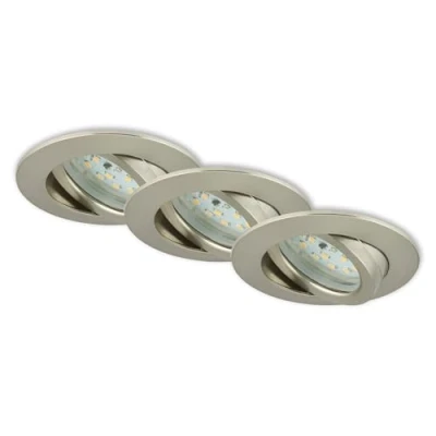 Afbeelding van Briloner Leuchten 7209 032 LED inbouwlampen set van 3, inbouwspots draaibaar, 230V, geen transformator nodig, inbouwlamp 5W, warm wit, vlakke inbouwdiepte 3cm, energiebesparend, rond, mat nikkel