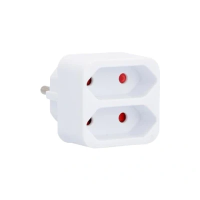 Afbeelding van UNITEC euro adapter 2 voudig wit