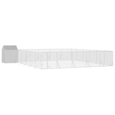 Afbeelding van vidaXL Hondenkennel met dak 12x12x2,5 m gegalvaniseerd staal zilver