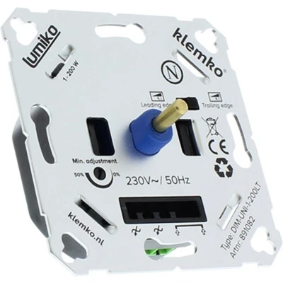 Afbeelding van Klemko LED dimmer 200W fase afsnijding of 100W aansnijding