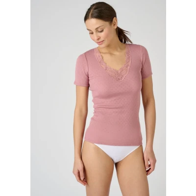 Afbeelding van Damart T shirt met korte mouwen open gebreide Thermolactyl Dames Roze 38 40 (S)