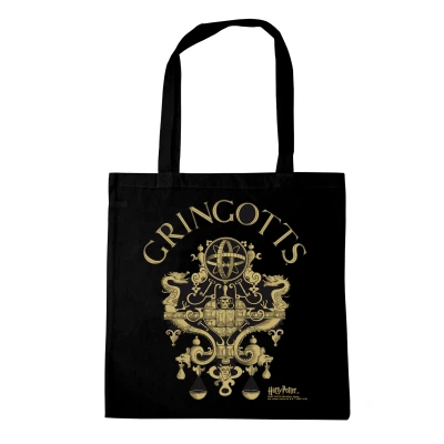 Afbeelding van Logoshirt® Harry Potter I Gringotts Logo Tote bag Boodschappentas Stoffen tas Bedrukt Met lange hengsels zwart Gelicentieerd origineel ontwerp
