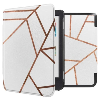 Afbeelding van Kobo Clara BW Hoes: iMoshion Design Sleepcover Bookcase zonder stand White Graphic Kunstleder E Reader Hoezen
