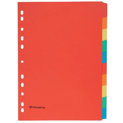 Afbeelding van Pergamy Tabbladen Ft A4, 11 gaatsperforatie, Karton, Geassorteerde Kleuren, 10 Tabs