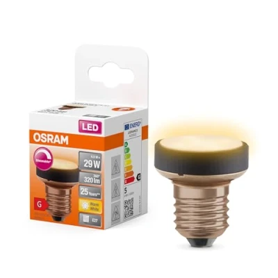 Afbeelding van OSRAM Flat Lamp, ultra compacte en platte LED lamp met E27 fitting, vervangt traditionele 29W gloeilampen, warm wit (2700K), zuinig 4.5W verbruik, dimbaar, 1 pack