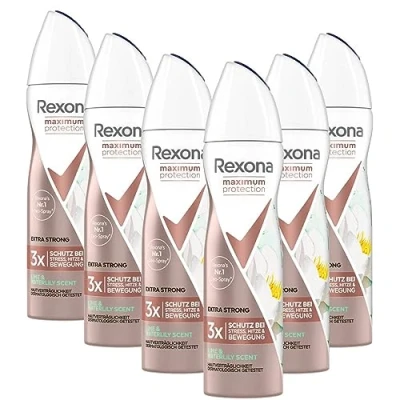 Afbeelding van Rexona Maximum Protection Antitranspirant Spray Lime &amp; Waterlily Scent met 48 uur bescherming tegen sterk zweten en lichaamsgeur, 150 ml, 6 stuks