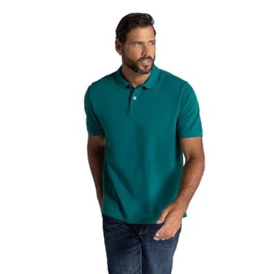 Afbeelding van JP 1880 Poloshirt voor heren, bovendeel, knoopsluiting, hemdkraag, piqué polohemd, donkercyaan, L