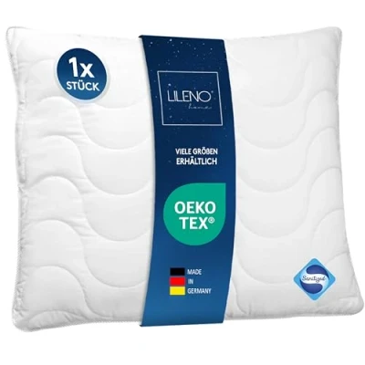 Afbeelding van LILENO HOME Hoofdkussen 80 x cm, kussen perfect voor dekbed 135 200 bedkussen wasbaar tot 95 C en met antibacteriële uitrusting, mensen allergieën,