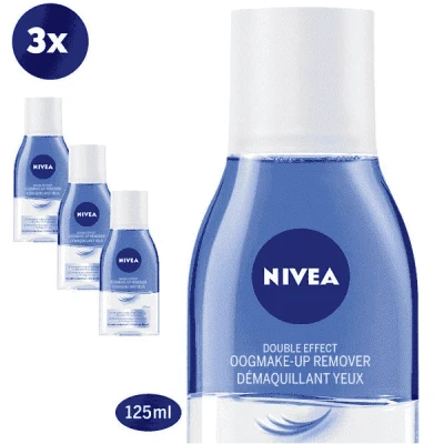 Afbeelding van Nivea Double Effect Oogmake up Remover Waterproof Voordeelverpakking 3x125ml