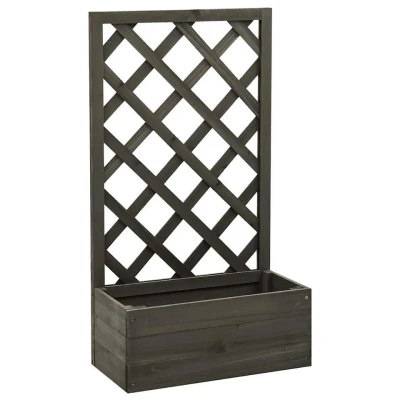 Afbeelding van Latwerkplantenbak 50X25X90 Cm Massief Vurenhout Grijs