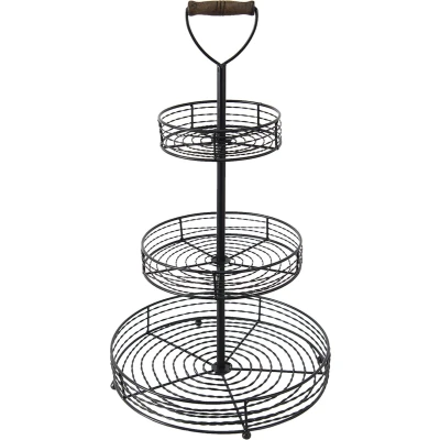Afbeelding van Clayre &amp; Eef Zwarte Etagère Ø 34*59 cm 6Y4687