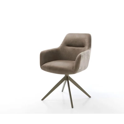 Afbeelding van DELIFE Draaistoel Pejo Flex microvelours taupe vintage kruisframe breed afwerking met titanium 360 draaibaar rocker functie pocketveer kern
