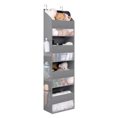 Afbeelding van GRANNY SAYS Deurhanger Organizer met 4 Vakken, 1 Pak Hang Deur, Grijs Hangende Zijvakken, aan de Hangrek, Over Door Hanging Storage