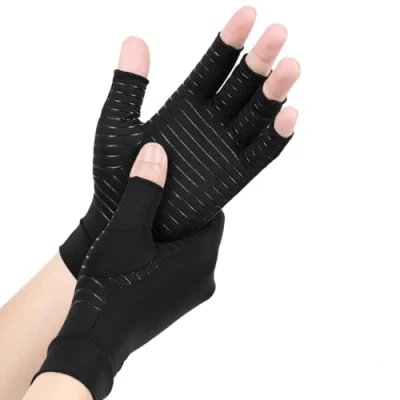 Afbeelding van Artrose handschoenen met koper, vingerloze reuma, compressiehandschoenen, artriti gaming handschoenen, peesschedeontsteking, reumatische pijnverlichting, RSI, carpaal tunnelsyndroom, 1 paar., M