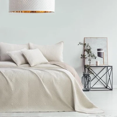 Afbeelding van AmeliaHome Sprei beige Cappucino 220x240 bedsprei tweezijdig ultrasoon stiksel polyester softa