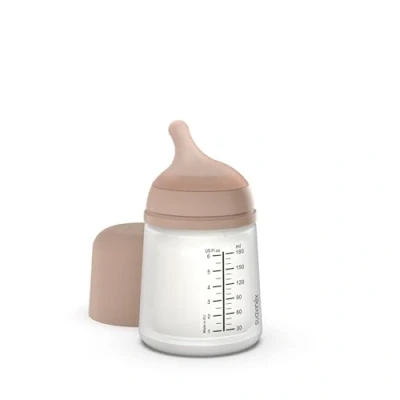 Afbeelding van Suavinex, Zero Anti koliek fles met speciale speen (A), voor baby&#039;s vanaf 0 maanden, babyfles pasgeborenen, ideaal gemengde borstvoeding, die de borst imiteert, 180 ml, medium