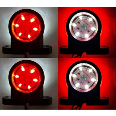 Afbeelding van VNVIS 4 x kleine led zijmarkeringslichten 12/24 V rood/wit verlichting vrachtwagenchassis camper aanhanger