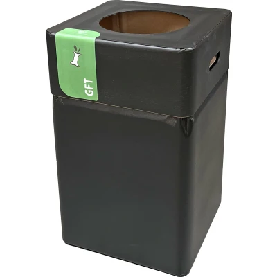 Afbeelding van Afvalbak / Prullenbak GFT 75L Zwart Gecoat Karton met Kras &amp; Stootvaste Coating Voor Afvalscheiding Herbruikbaar Modulair 37x37x60 cm