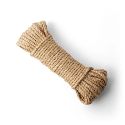 Afbeelding van SNURO Sisal natuur touw (8mm, 20M) voor kattenkrabpaal of boom, dieren &amp; decoratie 100% natuurlijk sisaltouw afkomstig van de agave plant Robuust diverse toepassingen, ook katten, papegaai parkieten
