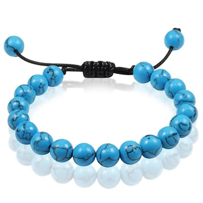 Afbeelding van Verstelbare kralen armband Memphis Blauw Natuursteen 8mm