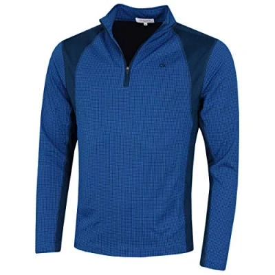 Afbeelding van Calvin Klein Heren Micro Grid CK trui 1/2 rits Oceaanblauw/Marineblauw L