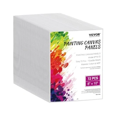 Afbeelding van VEVOR Canvas Boards Canvases 72 stuks 203x254mm Schilderdoek Wit Olieverfschilderij