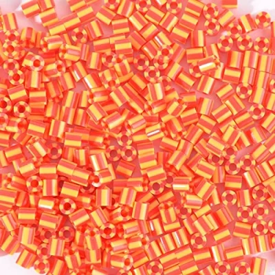 Afbeelding van Vaessen Creative 5009 049 geel rood, 550 strijkkralen, tweekleurig stuks, steekkralen voor het knutselen met kinderen, doe zelf vormgeven van sieraden, decoratie, versieringen en andere