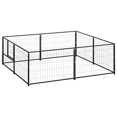 Afbeelding van vidaXL Hondenkennel 4 m² staal zwart