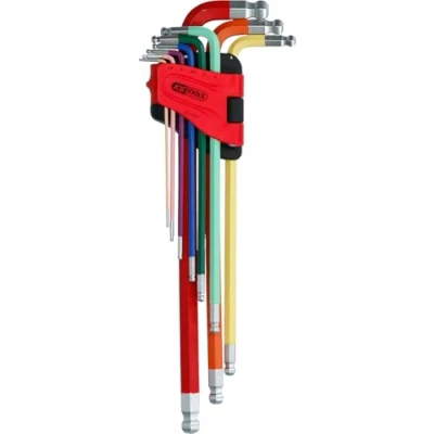Afbeelding van KS Tools 151.3222 Dubbele kogelkop inbussleutelset, extreem lang, 9 dlg