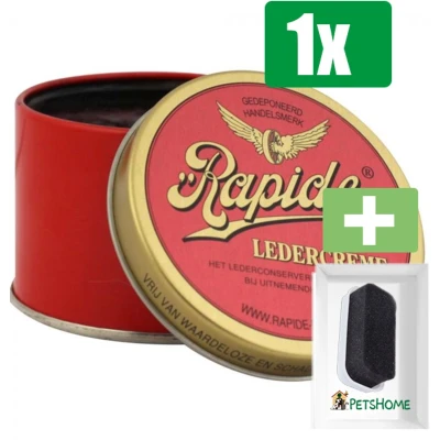 Afbeelding van Rapide Leather Grease Zwart 150 ml Inclusief PetsHome Ledervet Spons