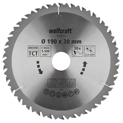 Afbeelding van Wolfcraft 6736000 Hardmetaal cirkelzaagblad 190 x 30 mm Aantal tanden: 1 stuk(s)
