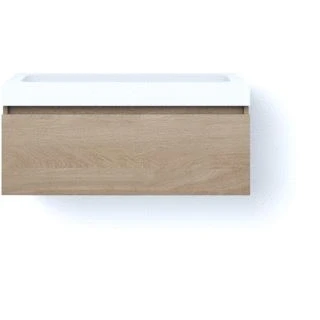 Afbeelding van Looox solid drawer box 100 cm surface bovenblad wasbak 850 mm wooden meubel met 1 lade old grey swdb1000