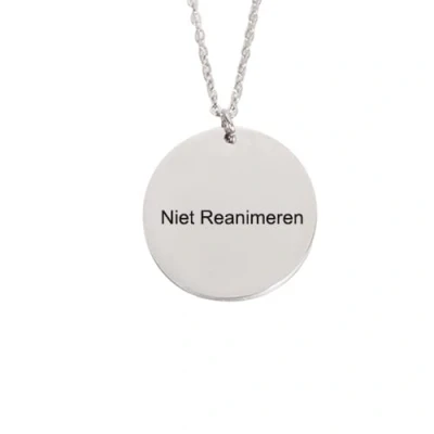 Afbeelding van Gegraveerde Niet Reanimeren Ketting Penning Do Not Resuscitate Gegraveerd Cirkel Roestvrij Staal RVS Verstelbaar Zilverkleurig