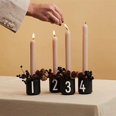 Afbeelding van Design Letters espressokopjes van porselein, 4 stuks, espressokopjes, set voor koffie en espresso Scandinavische decoratie advents kandelaar mini kopjes 50 ml