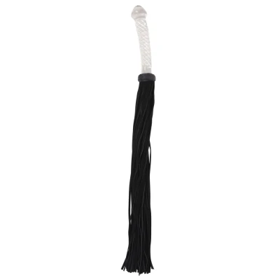 Afbeelding van Leren Flogger met Glazen Dildo Handvat