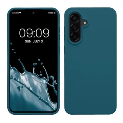 Afbeelding van kwmobile telefoonhoesje geschikt voor Samsung Galaxy A56 5G Hoesje met siliconen coating Smartphone case in mat petrol