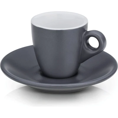 Afbeelding van Espressokop en Schotel Kela Mattia Grijs (Set van 2)