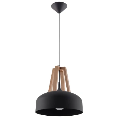 Afbeelding van Sollux Lighting Hanglamp CASCO zwart/natuurlijk hout