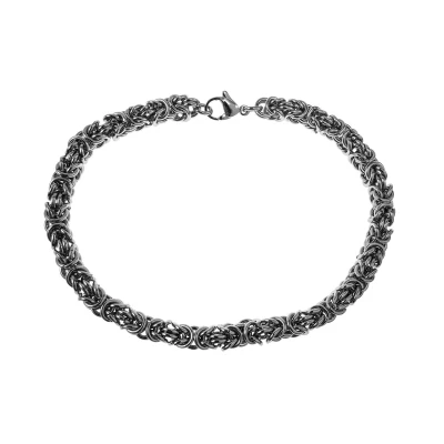 Afbeelding van 20cm x 6,5mm Koningsarmband Heren Gepolijst RVS Zilverkleur Byzantijnse Schakelarmband