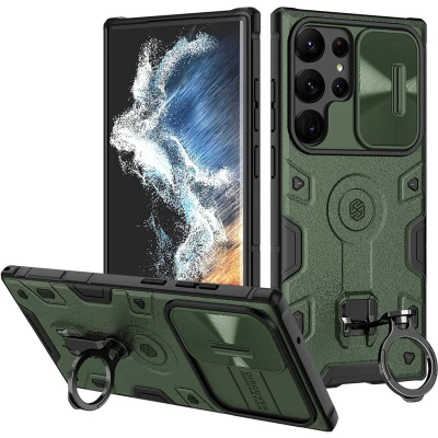 Afbeelding van Nillkin Armor CamShield Back Cover Geschikt voor Samsung Galaxy S23 Ultra Hoesje Groen
