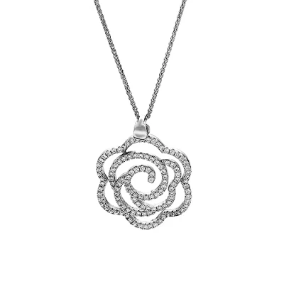 Afbeelding van Orphelia ZH 7303 Hanger Flower + ketting Zilver 925 Zirkonia 2.4 cm