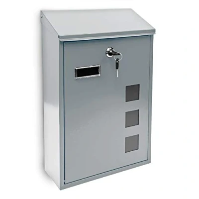 Afbeelding van Relaxdays Brievenbus modern design wandmodel gelakt metaal 25x40 cm wandbrievenbus zilver